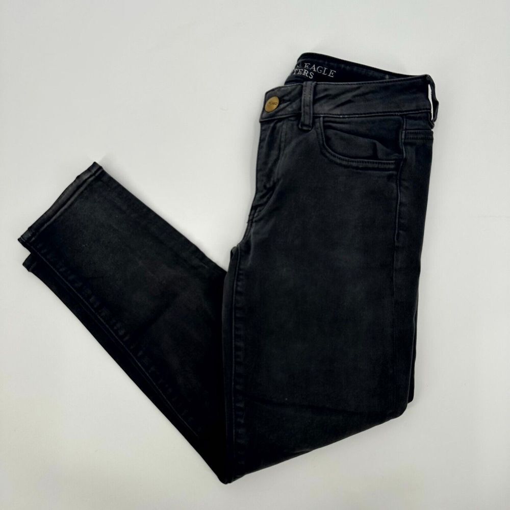 American Eagle Jegging Jeans Women 2 Gray Denim Crop Comfort Straight Leg Preppy
